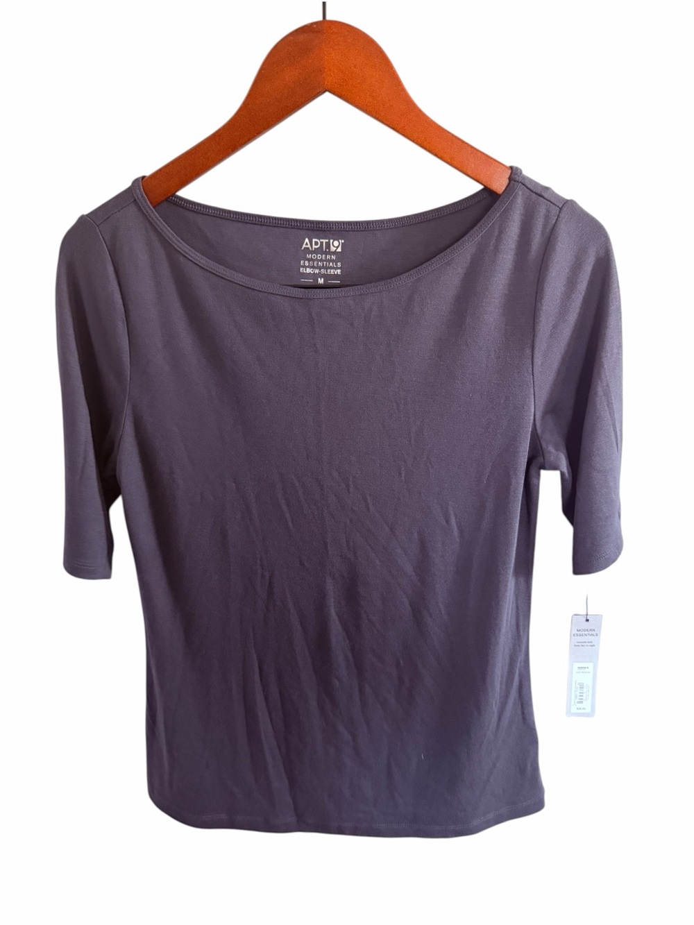 Apt. 9 Women's Slate Gray Scoop Neck Elbow Sleeve Top